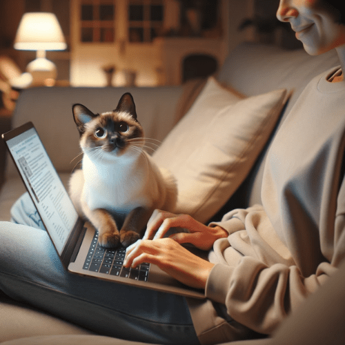 Cute cat on computer