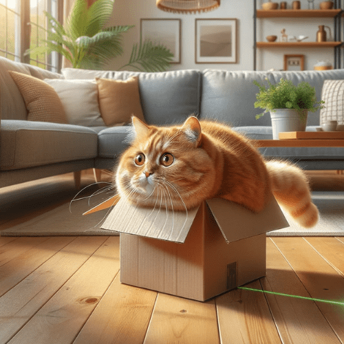 Funny fat cat in a box