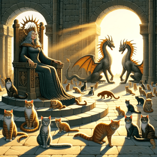 GOT mother of dragons and cats