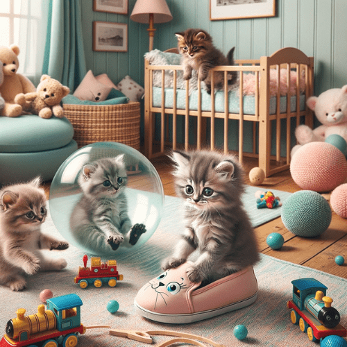 Goofy kittens playing