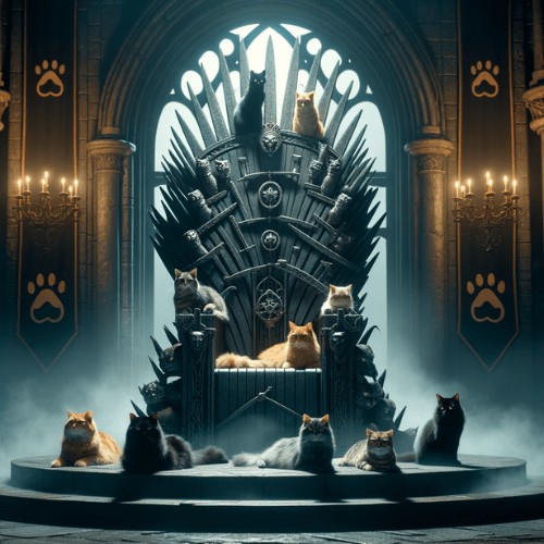 Iron throne with cats