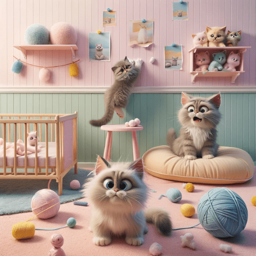 Silly kittens playing