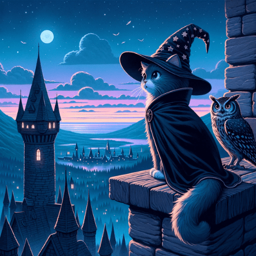 harry potter inspired cat and owl
