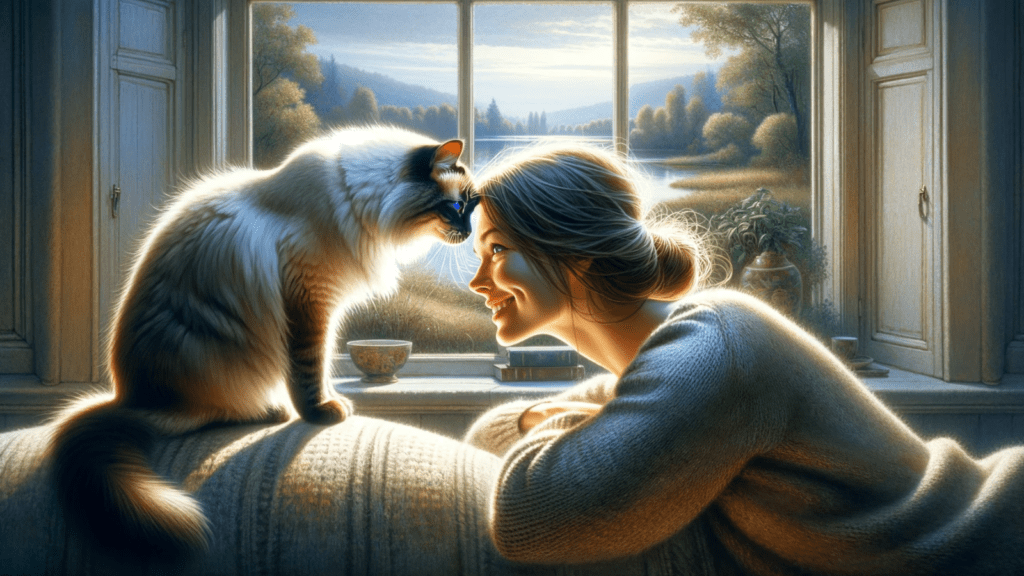 Cat Bunting a Woman