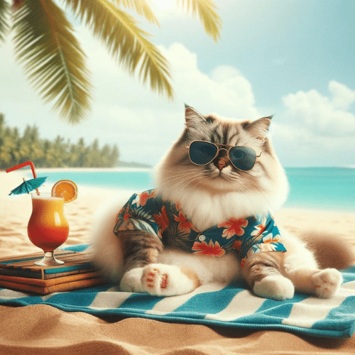 Cool Fat Cat at The Beach
