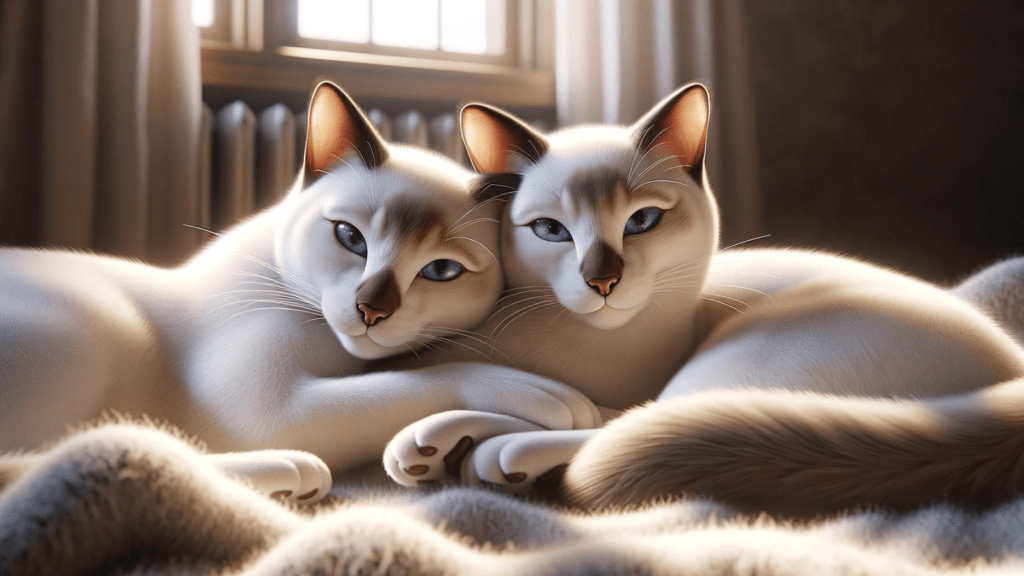 Two cats kittens cuddling